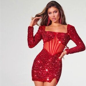 Gorgeous Portia and Scarlett Mini Dress with Puff Sleeves!!